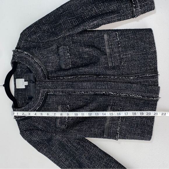 Nordstrom Halogen Black Gray Tweed Cropped Jacket with Pockets Chain Edge Medium - Picture 14 of 14